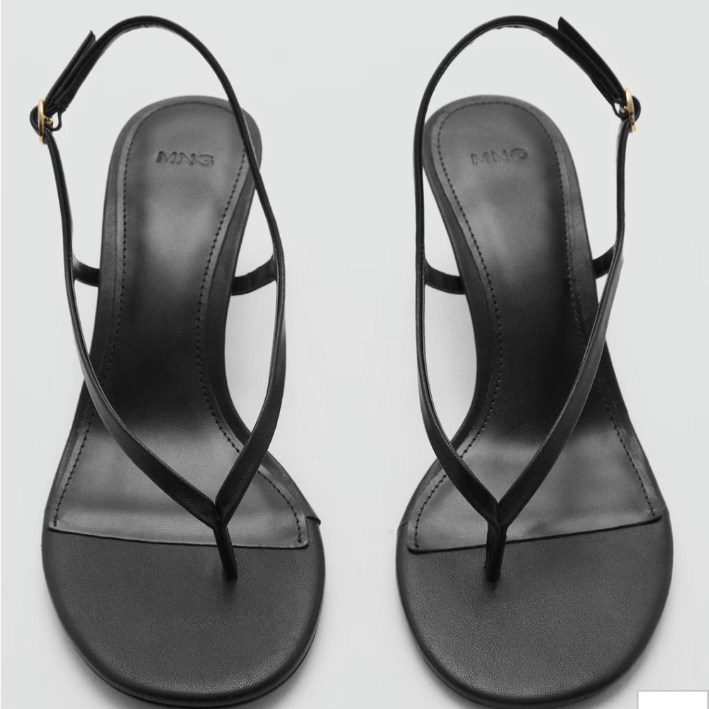 Mango Kitten Heel Black Sandals